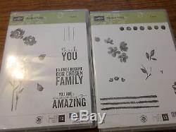 STAMPIN UP PAINTED PETALS 13 PIECE 2 BOX CLEAR MOUNT STAMP SET FLOWERS & SAYINGS
