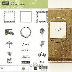 STAMPIN UP POSTAGE COLLECTION RETIRED CLEAR MOUNT STAMP SET with 1 1/4 in PUNCH