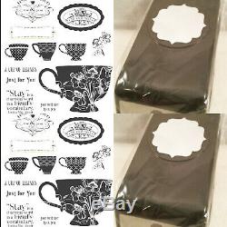 STAMPIN UP TEA SHOPPE 10 CLEAR MOUNT OVAL STAMP SET NEW With LARGE 1 3/4 in PUNCH