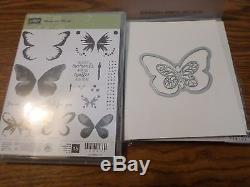 STAMPIN UP WATERCOLOR WINGS 15 PC POLYMER STAMP SET & BOLD BUTTERFLY FRAMELITS
