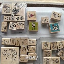 STAMPIN UP Wood Rubber Stamp Sets Lot Holiday Birthday Seasonal etc NEW & USED