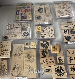 STAMPIN UP Wood Rubber Stamp Sets Lot Of 100+ Spring Garden Flowers Fall Holiday