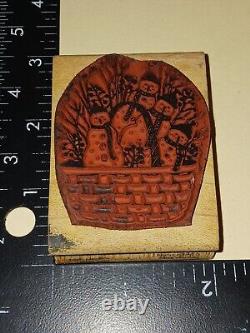 Snowman Basket, Primitive, Folk Art, Stampington And Company, Used, (B97)