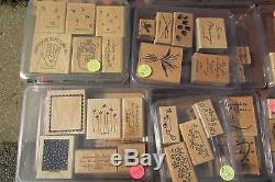 Stampin' UP! Lot of 34 Sets Loose Stamps Wooden Mount Sets