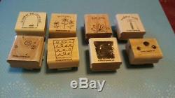 Stampin' UP! Retired Fun Filled Wood Mount Red Rubber Stamp Set