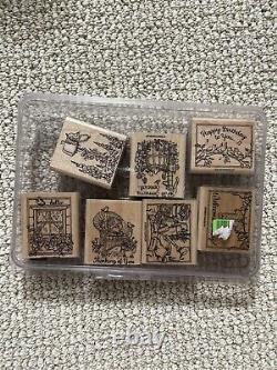 Stampin' Up! 111 Piece Lot Wood Mounted Rubber Stamps Boxed Sets & Random