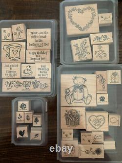 Stampin' Up! (1995-2007) Lot of 26 Wood Mounted Rubber Stamp Sets 