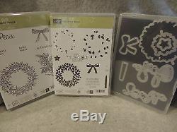 Stampin Up 2 Sets Stamps with Framelits Wonderous Wreath Peaceful Wreaths Photopo