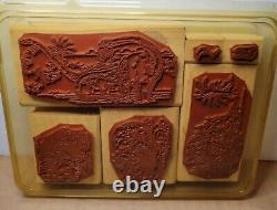 Stampin Up! 2002 Dinosaur Days Set of 6 Rubber / Wood Stamps GOOD CONDITION