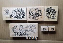 Stampin Up! 2002 Dinosaur Days Set of 6 Rubber / Wood Stamps GOOD CONDITION