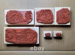 Stampin Up! 2002 Dinosaur Days Set of 6 Rubber / Wood Stamps GOOD CONDITION