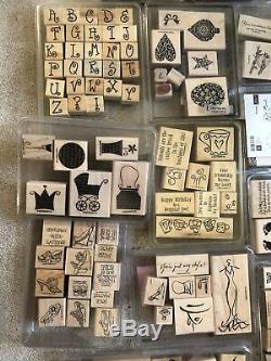 Stampin Up 22 Sets Lot of 185 Rubber Stamps MANY BRAND NEW Letters Fall Words