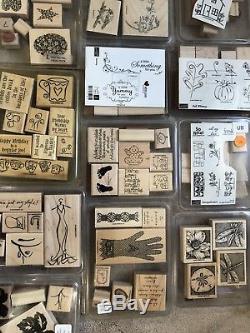 Stampin Up 22 Sets Lot of 185 Rubber Stamps MANY BRAND NEW Letters Fall Words