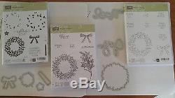 Stampin Up 3 Sets with Dies PEACEFUL WREATH, Wondrous Wreath & CIRCLE OF SPRING