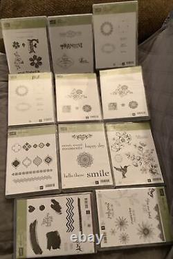 Stampin Up! 60 Stamp Sets 40 Cling 20 Wood New & Used All In Original Boxes
