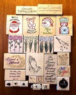 Stampin Up 8 Complete Sets & Other Wood Rubber Stamps Most Unused Lot 100 Total