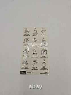 Stampin Up! A Little Love 12pc Wood Mount Stamp Set Hat Purse Dog Crown Phrases