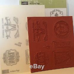 Stampin Up ANTIQUE TAGS Hostess Clear-Mount/Rubber Stamp Set