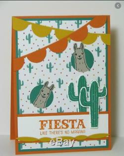 Stampin Up BIRTHDAY FIESTA Stamp Set, DIES, DSP & Cactus Embossing Folder LLAMA