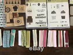Stampin Up Bundle Lot 15 BIRTHDAY DSP, Cardstocks, Stamp Sets, Ribbons, & More