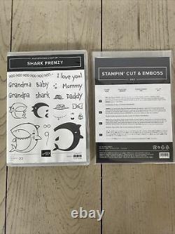 Stampin Up Bundle Lot Shark Frenzy Stamp Set Of 22 Stamps & Shark Dies News
