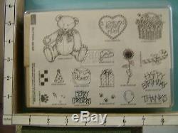 Stampin Up Button Bear set New Un mounted rubber stamps 25K