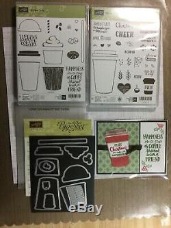 Stampin' Up COFFEE & MERRY CAFE Stamp Sets COFFEE CUP Tea FRAMELIT DIES Lot ICEE