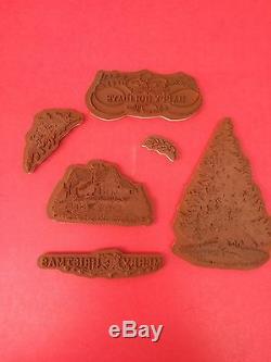 Stampin' Up! Christmas Lodge Clear Rubber Stamp Set Happy Holidays, House, Tree