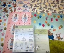 Stampin Up Clear Die Stamp Set Birthday Delivery & 12x12 Papers Retired Bundle