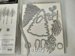 Stampin Up Cling Stamp Set Winter Woods & In The Woods Dies Bundle Lot