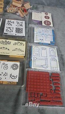 Stampin Up Collection Huge Lot Of 22 Stamp Sets Lot of 140 + Stamps Variety EUC