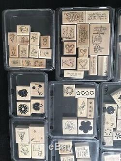 Stampin Up Collection Of 23 Sets New & Used Wooden Stamp Sets