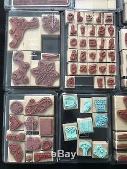 Stampin Up Collection Of 23 Sets New & Used Wooden Stamp Sets