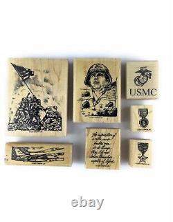 Stampin Up Courage & Honor Rubber Stamp Set Military Veteran USA Plus USMC