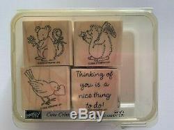 Stampin Up Cute Critters 4 Piece Wood Mount Stamp Set