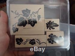 Stampin' Up! Definitely Decorative Grapes 4 Stamp Set Wood Mounted Rubber Stamps