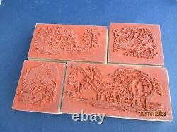 Stampin Up Dinosaur Days Rubber Stamp 4pc Set Rare 2002 T-rex Prehistoric Bones