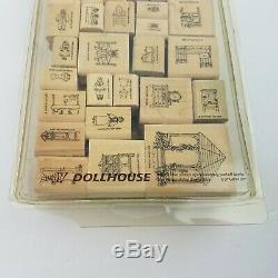 Stampin Up Dollhouse 1994 Stamp Set Complete Wood Mounted 32 Stamps