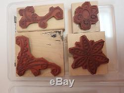 Stampin Up Doodle This (Set of 5) Wood Retired Flowers, Flourish, Swirls