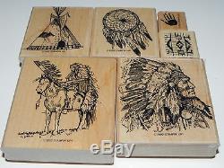 Stampin Up Dream Catcher Stamp Set/6 Native American Indian Chief Teepee Horse