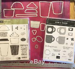 Stampin Up Euc Craft Stamps Set Dies Coffee Cups Cafe Rise Shine Lot Authentic