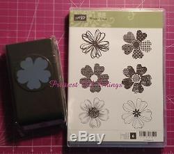 Stampin Up! Flower Shop Clear Mount Stamp Set AND Pansy Punch Bundle NEW