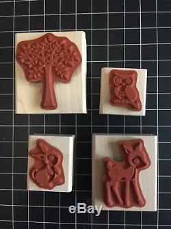 Stampin' Up! Forest Friends stamp set, wood-mount, red rubber, used