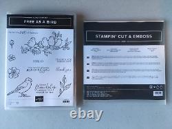 Stampin Up Free As A Bird Stamps Set Cling & Stitched Nested Label Dies EUC