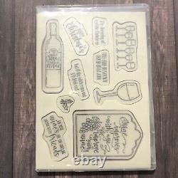 Stampin Up HALF FULL Stamp Set Wine Humor Friends Drinks Excellent Condition