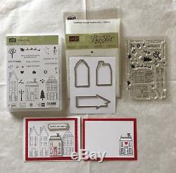 Stampin Up HOLIDAY HOME Polymer Stamp Set + Framelits Dies Christmas Houses New