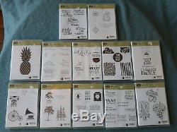 Stampin Up HUGE LOT OF 12 RETIRED SETS. Lot 70 individual stamps. Only 2-6 used