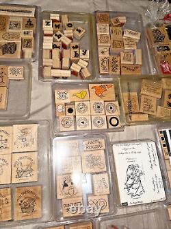 Stampin Up! HUGE Lot Rubber on Wood Stamp Sets Used& NEW Condition -See Photos