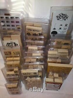 Stampin' Up! HUGE Lot of 29 SETS Wood Mounted Rubber Stamps Most are NEW FREE SH