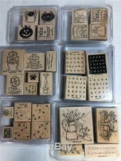 Stampin' Up! HUGE Lot of 300+ Wood Mounted Rubber Block Stamps Great Sets